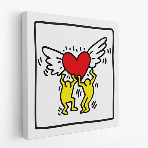 Artis Laboratory Poster Riproduzione Keith Haring 70x70cm Cuore Alato- Stampa su Tela Artistica SENZA CORNICE, Quadri Moderni Soggiorno, Arredo Casa Ufficio, Eco-Friendly, Made in Italy