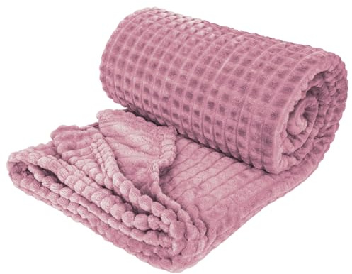 Morbida coperta in pile, 150 x 200 cm, esperienza 3D, morbida e calda, coperta per divano, coperta per divano, coperta (viola)