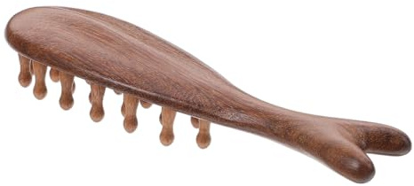 SAFIGLE Wooden Whale-shaped Scalp Massager Comb for Hair Growth and Dandruff Reduction Hand-polished Gua Sha Brush for Scalp Care Dreads Massage Tool for Men and Women and Gentle Wooden