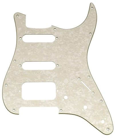 Musiclily Pro 11-Loch ST Gitarren Schlagbrett Pickguard für Squier Sonic Strat HSS E-Gitarre, 4-lagig Aged White Pearl