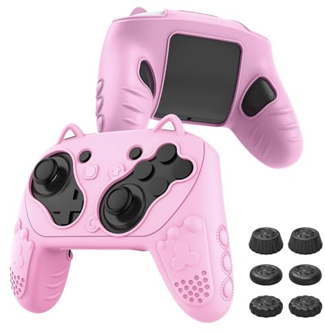 Silicone Case for Nintendo Switch 2 Pro Controller, Soft & Anti-Slip Protective Cover for Switch 2 Pro, Comfortable Ergonomic Grip Design Thumb with Grips (Pink)