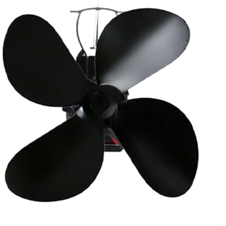 Ventilatore per forno a legna a 4 fogli, efficiente circolazione termica silenziosa nel camino e stufa a pellet, struttura in alluminio con protezione da surriscaldamento, accessori per camini