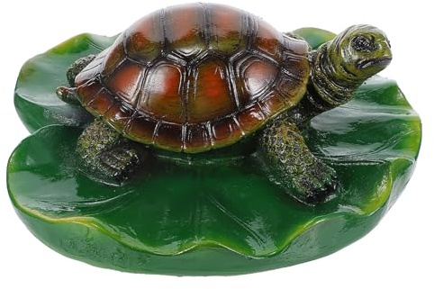 SHINEOFI Décoration de Bassin Tortue Flottante Résine Feuille de Lotus Réaliste pour Jardin Extérieur, Fontaine D'étang Décorative, Ornement Piscine Aquatique Naturel