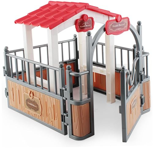 AZIDWERYQ Horse Stable Playset Pavilion 7.3x5.5x6.3'' Plastic Horse Barn Playset Pavilion Imaginary & Creative Educational Toys Accessories for Lovers Toys