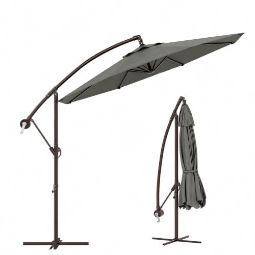 GarveeLife Sonnenschirm 300cm Ampelschirm mit Kurbel & Ständer - Grau