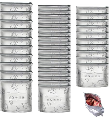 DONFORTLY Set di Sacchetti Alimentari Riutilizzabili con Zip - 40 Pezzi in 3 Dimensioni (20x13 cm, 23x16,5 cm, 26x28 cm) - Sacchetti in Alluminio per Conservazione Alimenti