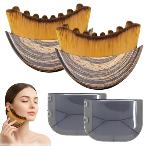 Spazzola Viso Gua Sha - Face Brush per Linfodrenaggio, Gua Sha Viso Sgonfia e Liftante, Contouring e Massaggio Facciale Quotidiano