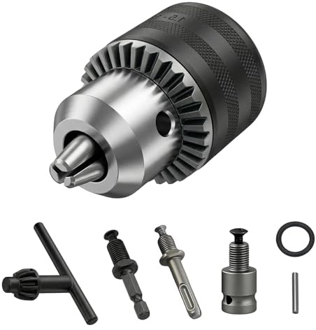 7-Piece Drill Chuck Adapter Set, 1.5-13mm Chuck Adapter with SDS & Hex Shank, M14 to M10 Angle Grinder Attachments, Heavy Duty Multi-Converter for Drill/Impact Driver/Angle Grinder