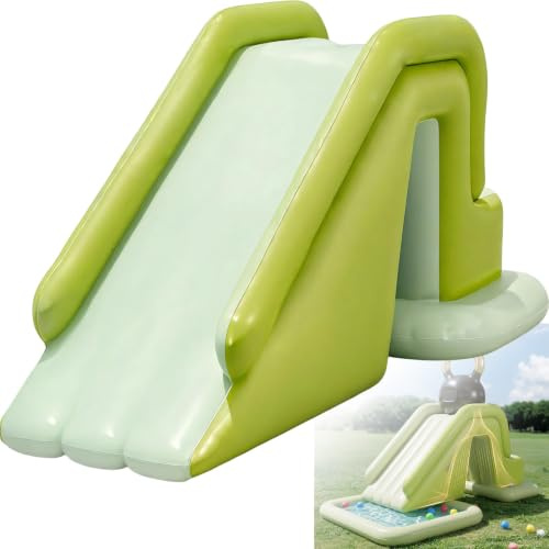 UppblåSbar Vattenrutschkana, PåLitlig UppblåSbar Design FöRhindrar Fall; En LäTt Rutschkana Som Du Kan Ta Med Till Picknick, Inkluderar elektrisk luftpump Green