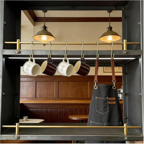 Générique Barre de Protection décorative en métal doré Personnalisable pour armoires et placards, Tube Rond de 8 mm, Anti-Chute, pour bibliothèques et armoires de Cuisine, Lot de 6, 102 cm (40 po)