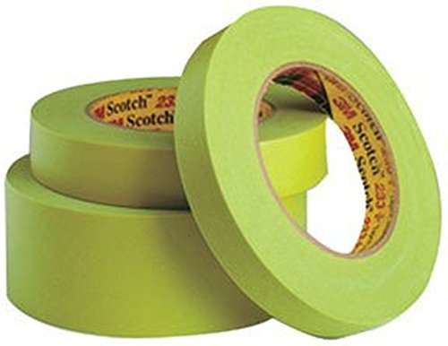 3M Scotch 233+ Crepe Paper Automotive Refinish Performance Masking Tape, 250 Degree F Performance Temperature, 25 lbs/in Tensile Strength, 55m Length x 72mm Width, Green