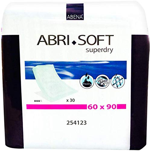 ABENA Abri-Soft Superdry Disposable Incontinence Bed Pads, Eco-Labelled Underpads, Leak Protection, Soft and Secure Bed Protectors - 60x90 cm, Pack of 30