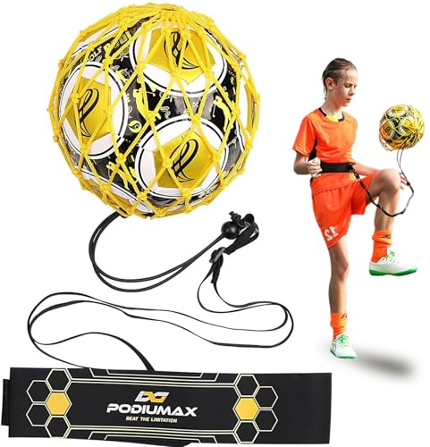 PodiuMax Fussball Kick Training for Fußball/Volleyball/Rugby, Netz Mit Schnur Verbessere Kick/Wurf/Kontroll, Einstellbar Für Teens & Erwachsene Fussball Grösse 3/4/5-R