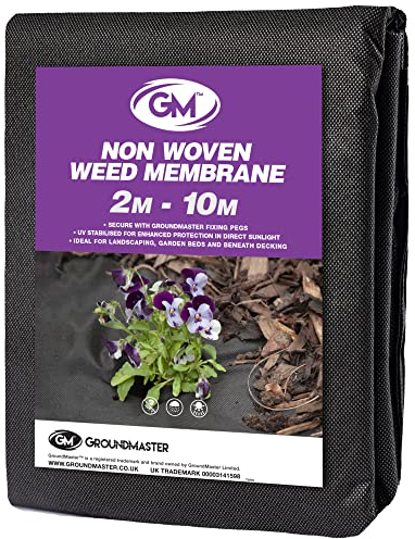 GroundMaster Gartenvlies Wasserdurchlässig (2 m breit x 10 m lang) - Unkrautvlies für Garten, als Bodenvlies, Beetfolie oder Pflanzfolie, leichte 50 g/m² Anti Unkraut Folie, Hochbeet Vlies Plane