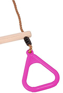 OTITU Dreieckigen Kinder Klettern Ringe für Kinderschaukel Garten, Spieplatz Schaukel - Kinder Gymnastik Seilringe Gym Rings - Trapez Holztrapez mit Turnringen Gymnastikringe Rosa