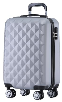 BEIBYE Zwillingsrollen 2066 Hartschale Trolley Koffer Reisekoffer Gepäck M-L-XL-Set (Silber, M)