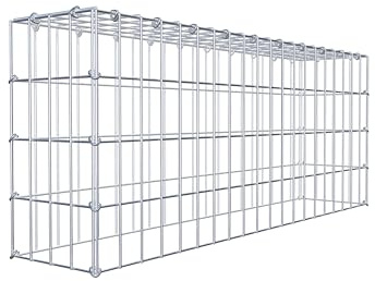 GABIONA Gabione tipo 3 rettangolare, larghezza maglie 5 x 10 cm, profondità 20 cm, gabbione 100 x 40 x 20 cm (lunghezza x altezza x profondità), anello a C