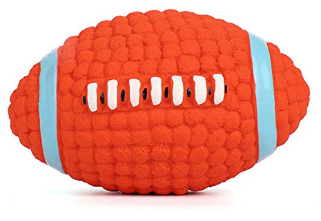 iNszkoos Quietschender Hundeball aus Naturkautschuk, Kauspielzeug für Hunde, Fußball, Rugby-Ball, langlebig, interaktives Spielzeug für mittelgroße und große Hunde, lindert Langeweile