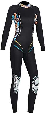 PROTAURI 3 mm Neoprenanzug Damen, Neopren Rückenreißverschluss, Kompletter Tauchanzug, Schwarz