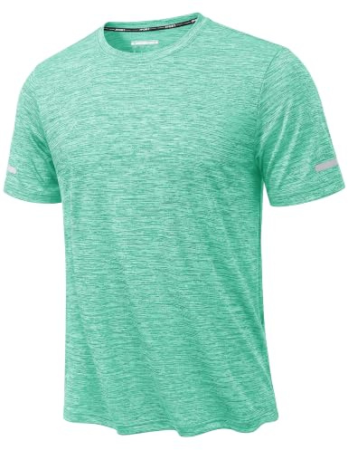 KEFITEVD Maglietta da uomo Sport Magliette Maglia funzionale a maniche corte ad asciugatura rapida traspirante Maglia da corsa girocollo Maglia da allenamento, verde chiaro, 3XL