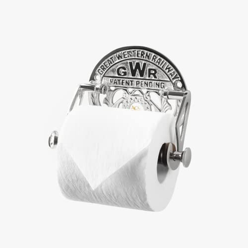 Assorted Collections Porte-Papier Toilette,Vintage,Simple,Design Traditionnel,Style Victorien,Fixation Murale,Porte-Rouleau de Papier Toilette,Décoratif (Chrome, Great Western Railway GWR)