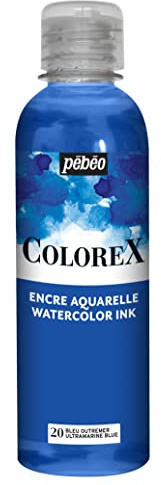 Pébéo - Inchiostro Colorex 250 ML Blu Oltremare - Colorex Inchiostro Acquerello Pébéo - Inchiostro blu Rendering Velouté - Inchiostro Disegno Multiutensile Tutti i supporti - 250 ML - Blu Oltremare