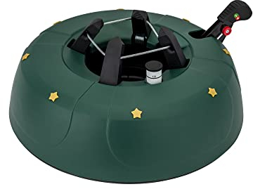 Christbaumständer Start 3 - mit Einseiltechnik - für Bäume bis maximal 3 m Höhe - aus grünem Kunststoff, für innen - Weihnachtsbaumständer mit Fußhebel und Wasserreservoir