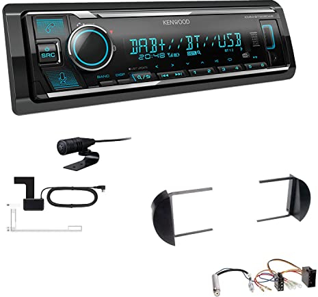 Kenwood KMM-BT508DAB 1-DIN Digital Media Receiver Autoradio DAB+ Bluetooth Amazon Alexa Einbauset passend für Volkswagen VW New Beetle und New Beetle Cabrio 1998-2010 schwarz