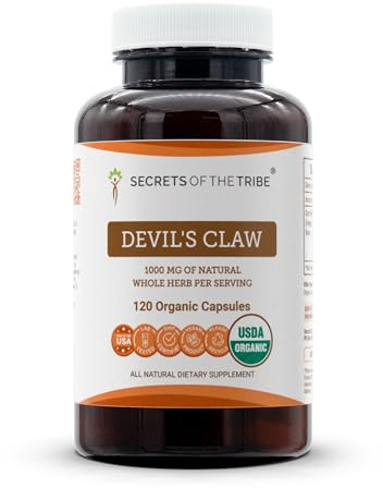 Secrets of the Tribe Devil's Claw USDA Organic Capsules | Certified Organic Vegetarian Capsules, Herbal Dietary Supplement | Devil's Claw (Harpagophytum Procumbens) Dried Root (120 Capsules)