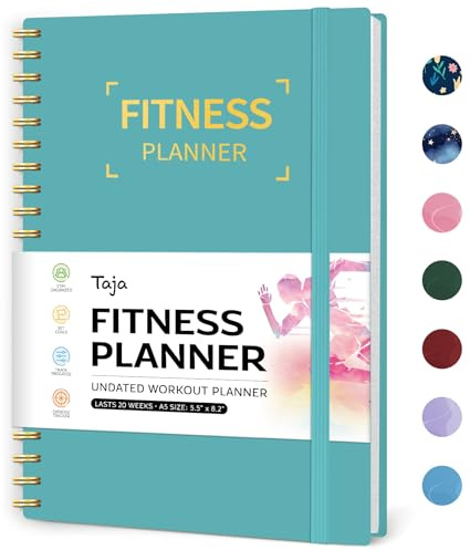 Taja Fitness Workout Journal & Log Book for Women & Men, Fitness Planner