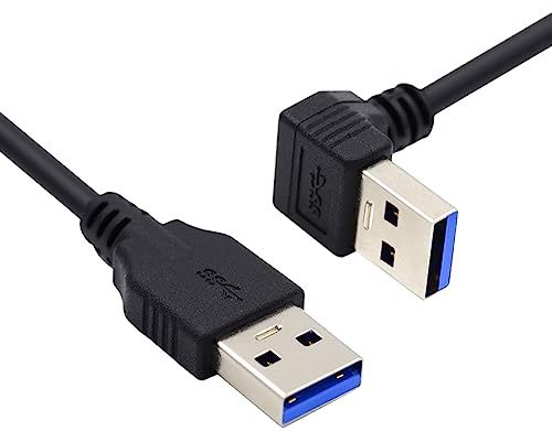 CY-kabel vinklad, USB 3.0 Typ-A hane till rak 3.0 Typ-A hane data 5 Gbps kabel 90 grader nedåtvinklad 40 cm