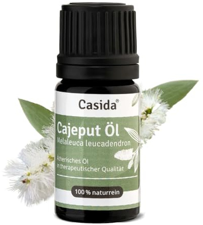 Casida Cajeput Öl Naturrein - Ätherisches Öl - Therapeutische Qualität – Cajeput Öl für Aromatherapie, Aromadiffuser - Aus der Apotheke - 5 ml