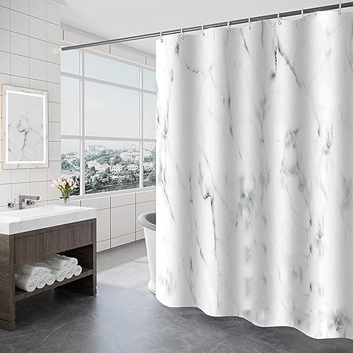 Lkw Ogechi Polyester Waschbar Duschvorhang Marmor Gemustert, Max. 300cm Breit und 200cm Drop Weiß Badezimmervorhang Waschbar und Wasserdicht, Anti-schimmel Gewichtete Duschvorhang (300X200cm)