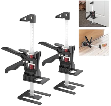 Lève Plaques, 2 Pièces Cric Manuel Meuble, Réglage de Hauteur de L'élévateur de Meubles, Labor Saving Leve Meuble Cric Outil, Porteur 440LBS Armoire de Levage Jack pour Planchers/Portes/D'armoires