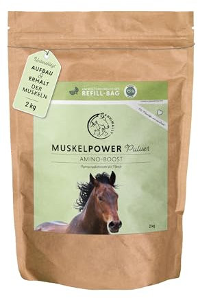 Annimally Muskelaufbau Pulver für Pferde 2kg mit Sojaprotein, Lysin, Carnitin, Threonin, Methionin - Amino Zusatzfutter für die Stärkung der Muskulatur beim Pferd - Alternative zu Liquid