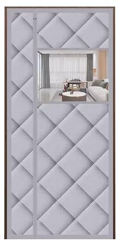 WHYATT Thermovorhang, Magnetischer Wärmeisolierter Türvorhang, Wetterfeste Türgitterabdeckungen aus Oxford-Material Halten Kalt (Color : Grey, Size : 39.4x86.6in/100x220cm)