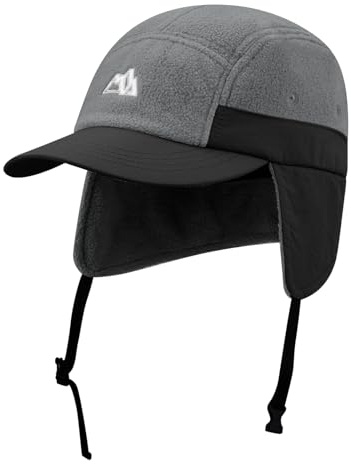CLAPE Winter Basecap mit Ohrenklappen Warme 5 Panel Cap Fliegermütze | Winddicht,Verstellbar Winter Baseball Cap mit Kinnriemen für Herren,Damen,Outdoor,Reisen,Alltag,Ski,Cycling