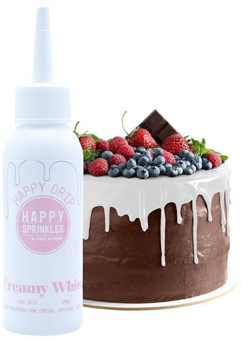 Happy Sprinkles DRIP WEIß -Schoko Drip Cake - Kuchenglasur Torten 130g | Zartschmelzende Schoko-Glasur zum Erwärmen, für Drip-Cakes, Torten & Cupcakes, mehrfach verwendbar, einfach anzuwenden