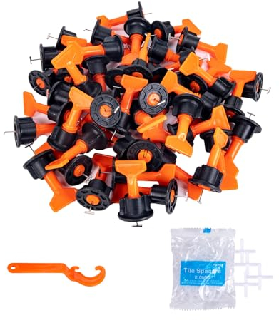 50 Pezzi Livellatore per Piastrelle Sistema+100 Pezzi distanziatori per piastrelle 2mm+ 1 Pezzo Di Chiave Inglese, cunei per piastrelle, distanziatori per piastrelle, Livella per Piastrelle.