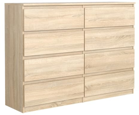 MebLocker Cassettiera 140 cm, 8 Cassetti, Rovere Sonoma