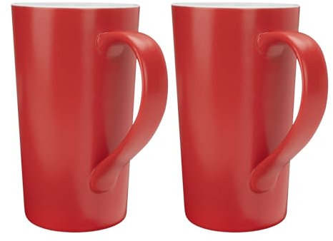 Linkidea Set di 2 tazze da tè e caffè extra large da 623,7 g, alte in ceramica, con manici, tazze da tè di grande capacità, per latte, birra, cioccolata calda, forno a microonde e lavastoviglie, rosso