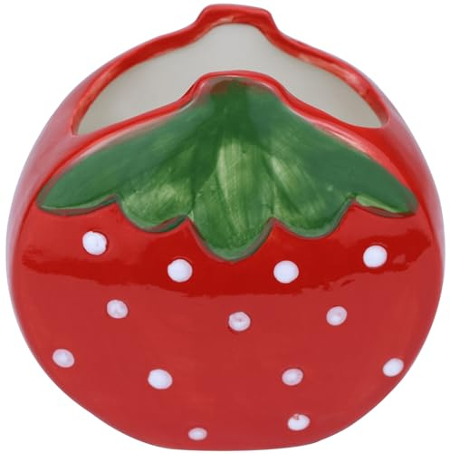 Busnos Pinselhalter Cute Rot Boho Style Erdbeere Zimmer Deko Kawaii Geschenk Für Frauen Geburtstag Pen Holder Schreibtisch Stifte Organizer Büro Aesthetic Make Up Organizer für Mädchen