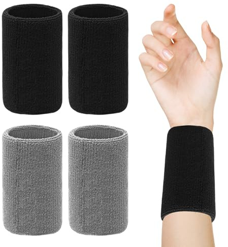 2 Paar Sport-Armbänder, Schweißbänder Für Das Handgelenk, Arm-Schweißbänder, Handgelenkschützer, Handgelenk-Schweißbänder, Handgelenkbänder (Schwarz, Kühles Grau).