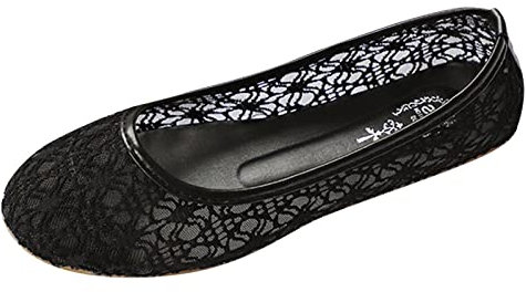 Women's Lace Hollow Ballerina Shoes - Sexy Lace Casual Shoes Wide Width Comfortable Shoes Lace Wedding Evening Shoes Round Toe Lace Ballet Crochet Flats Women's Comfy Breathable Shoes