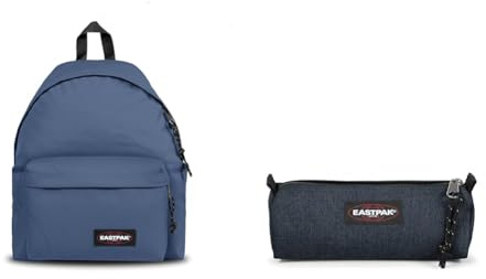 EASTPAK PADDED PAK'R Sac à Dos, 27 L - Powder Pilot (Bleu) & BENCHMARK SINGLE Trousse, 27 L - Triple Denim (Bleu)