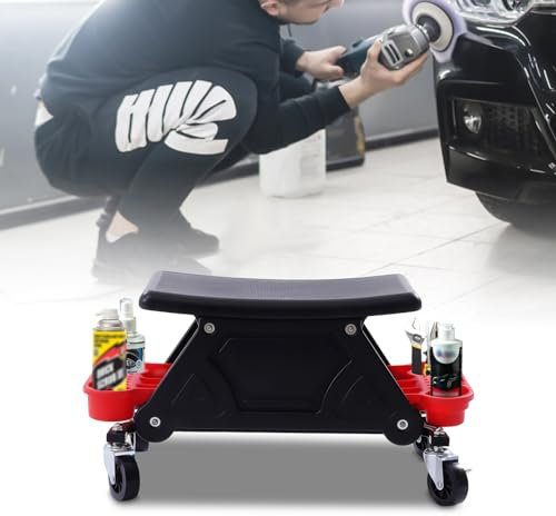 Werkstatthocker mit Rollen, 150KG Fahrbarer Werkstatt Sitz Werkstatt-hocker Arbeitshocker Werkstattstuhl Rollhocker mit Warenregale für Heimwerkerarbeiten, mechanische Reparaturen, Autodetailing