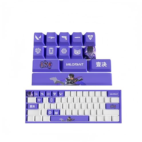 PHJEDXCM （VALORANT） keyboard caps(14) PC Gaming Mechanical Keycap Enter Keycap Numpad Custom Keycaps Laser Engraved with Any Mechanical Keyboard (ISO)