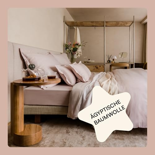 Amqua ägyptische Baumwolle Bettwäsche 240x220 Satin | Mako Satin Bettwäsche 240x220 Rosa | Bettbezug 240x220 Kissenbezug Set 2X 80x80 | Hotel Bettwäsche | Aesthetic Bettwäsche | Deckenbezug 240x220