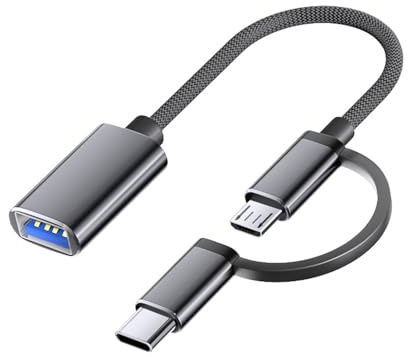 iJiZuo 2-in-1 OTG Adapter USB C/Micro auf USB, USB C auf USB Buchse, Adapterkabel kompatibel mit iMac Android Google Samsung Galaxy und Plus, Grau