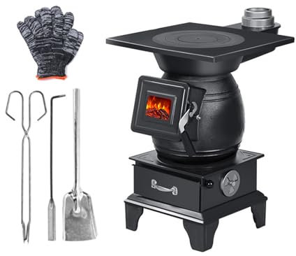 Réchaud de Camping à Bois en Fonte Durable, poêle de Chauffage au Charbon Multifonctionnel prenant en Charge Plusieurs combustibles, pour Le Chauffage de la Maison en Hiver, la Cuisine
